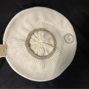 Michael Kors White Knit Beret with Gold Accents